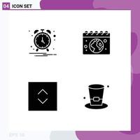 4 Universal Solid Glyph Signs Symbols of alarm square earth day drink Editable Vector Design Elements