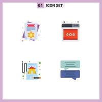 Universal Icon Symbols Group of 4 Modern Flat Icons of card real estate invite card web chat Editable Vector Design Elements