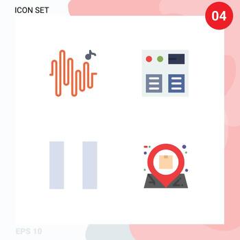 Set of 4 Commercial Flat Icons pack for music communication arrow shopping inbox Editable Vector Design Elements