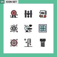 conjunto de 9 iconos de interfaz de usuario modernos signos de símbolos para codificación de luz átomo de satélite reclaman elementos de diseño vectorial editables vector