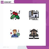 Universal Icon Symbols Group of 4 Modern Filledline Flat Colors of berry office architecture accept house Editable Vector Design Elements