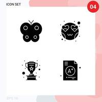 Universal Icon Symbols Group of 4 Modern Solid Glyphs of animal cup nature love star Editable Vector Design Elements