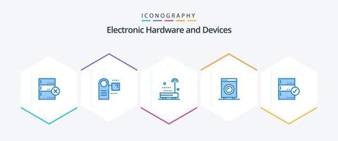 paquete de 25 iconos azules de dispositivos que incluye aprobación. equipo. dispositivos. electrónico. dispositivos vector