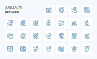 25 Notifications Blue icon pack vector