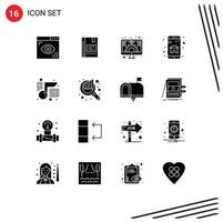 User Interface Pack of 16 Basic Solid Glyphs of home screen favorite investment digital Editable Vector Design Elements