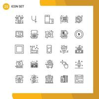 Set of 25 Vector Lines on Grid for fun game crypto currency joystick rotate Editable Vector Design Elements