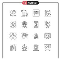 Group of 16 Modern Outlines Set for international flags list flag options Editable Vector Design Elements