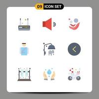 Set of 9 Modern UI Icons Symbols Signs for shower bathroom kids service hotel Editable Vector Design Elements