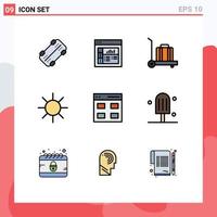 Set of 9 Modern UI Icons Symbols Signs for ice cream circle user grid Editable Vector Design Elements