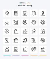 Creative Food 25 OutLine icon pack  Such As food. berry. food. vegetable. carrot vector