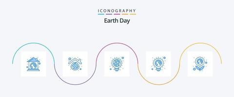 paquete de iconos azul 5 del día de la tierra que incluye la tierra. inspiración. techo. ecológico idea vector