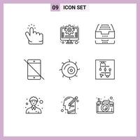 Set of 9 Vector Outlines on Grid for cell pc box hardware allowed Editable Vector Design Elements