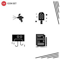 Set of 4 Modern UI Icons Symbols Signs for spray condition construction ice devices Editable Vector Design Elements