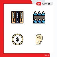 Set of 4 Modern UI Icons Symbols Signs for archive price finance table control Editable Vector Design Elements