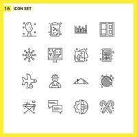 Modern Set of 16 Outlines and symbols such as team arrow line network house Editable Vector Design Elements