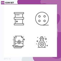 Group of 4 Modern Filledline Flat Colors Set for biochemistry protection hazardous electric oil Editable Vector Design Elements