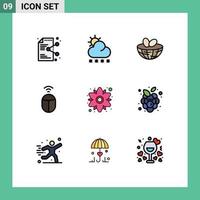 Set of 9 Modern UI Icons Symbols Signs for floral computer weather wifi spring Editable Vector Design Elements