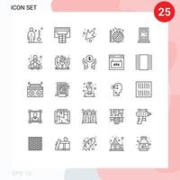 Group of 25 Lines Signs and Symbols for house construction down knit crochet Editable Vector Design Elements