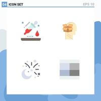 Group of 4 Modern Flat Icons Set for drop moon science data celebration Editable Vector Design Elements