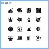 Modern Set of 16 Solid Glyphs and symbols such as chemistry slider document interface report Editable Vector Design Elements