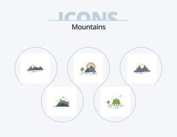 paquete de iconos planos de montañas 5 diseño de iconos. . naturaleza. Cerro. paisaje. montaña vector