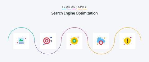 paquete de iconos seo flat 5 que incluye seguridad. red en la nube. enfocar. red. clasificación vector