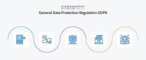 Gdpr Blue 5 Icon Pack Including mail. european. security. email. security vector