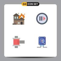 Modern Set of 4 Flat Icons Pictograph of architecture photo house player music Editable Vector Design Elements