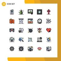 Universal Icon Symbols Group of 25 Modern Filled line Flat Colors of christian recessed tool light interior Editable Vector Design Elements