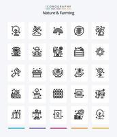 Creative Nature And Farming 25 OutLine icon pack  Such As farmer. well. grow. farming. agriculture vector