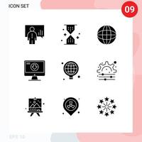 Modern Set of 9 Solid Glyphs Pictograph of download content ui addition internet Editable Vector Design Elements