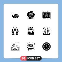 User Interface Pack of 9 Basic Solid Glyphs of responsibility handle arrow caring screen heart Editable Vector Design Elements