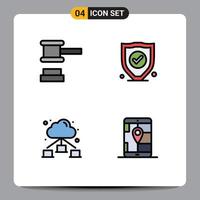 Universal Icon Symbols Group of 4 Modern Filledline Flat Colors of auction cloud tools security gps Editable Vector Design Elements