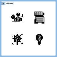 4 User Interface Solid Glyph Pack of modern Signs and Symbols of failure designer depression hardware pen Editable Vector Design Elements