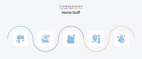 Home Stuff Blue 5 Icon Pack Including fan. bulb. laundry. room. lamp vector