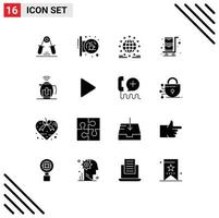 16 iconos creativos signos y símbolos modernos de carrito de compras tienda de compras en línea elementos de diseño vectorial editables de Internet vector