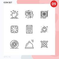 Modern Set of 9 Outlines and symbols such as online connection computer float safety Editable Vector Design Elements