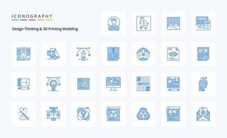 25 Design Thinking And D Printing Modeling Blue icon pack vector