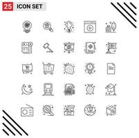 Universal Icon Symbols Group of 25 Modern Lines of watch video touch play shopping media play money bank Editable Vector Design Elements