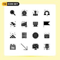 Set of 16 Modern UI Icons Symbols Signs for cufflink irish handyman ireland cloud Editable Vector Design Elements