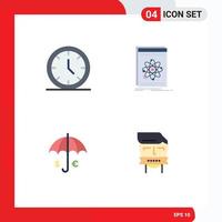 Modern Set of 4 Flat Icons Pictograph of media insurance web developer dollar Editable Vector Design Elements