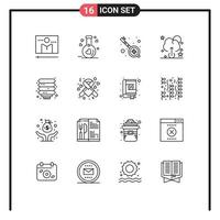 16 iconos creativos signos y símbolos modernos de linterna china boda carga fiesta elementos de diseño vectorial editables vector