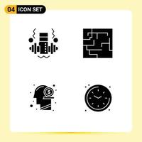 4 Thematic Vector Solid Glyphs and Editable Symbols of dumbbell mind labyrinth dollar home Editable Vector Design Elements