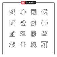 Outline Pack of 16 Universal Symbols of error develop city water ecology Editable Vector Design Elements