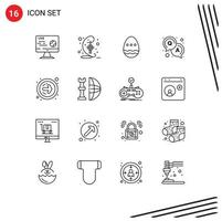 Set of 16 Vector Outlines on Grid for next solution hari raya question egg Editable Vector Design Elements