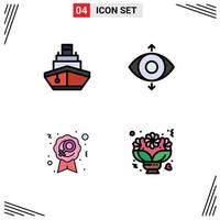 Stock Vector Icon Pack of 4 Line Signs and Symbols for cruise female transportation focus woman Editable Vector Design Elements