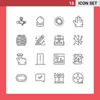 Editable Vector Line Pack of 16 Simple Outlines of edit four environment fingers loop Editable Vector Design Elements