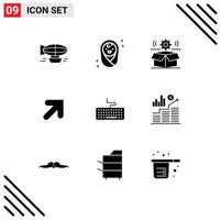 Stock Vector Icon Pack of 9 Line Signs and Symbols for key up children arrow gear Editable Vector Design Elements