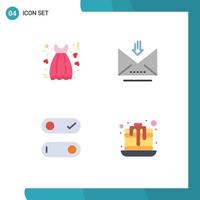 Pictogram Set of 4 Simple Flat Icons of cloth control gown email toggle Editable Vector Design Elements