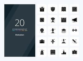 20 Motivation Solid Glyph icon for presentation vector